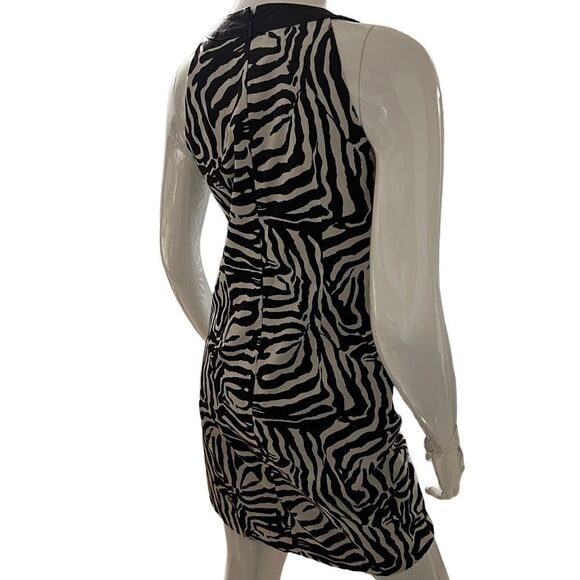 LOFT Mini dress Beaded Keyhole Neckline Sleeveless Brown & White size 4P - Picture 4 of 8